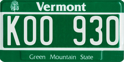 VT license plate KOO930