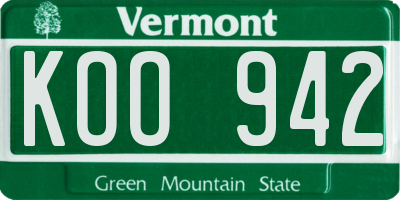 VT license plate KOO942