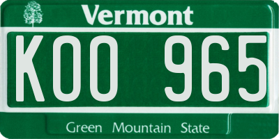 VT license plate KOO965