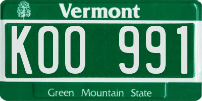 VT license plate KOO991