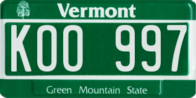 VT license plate KOO997