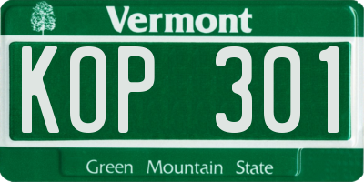 VT license plate KOP301