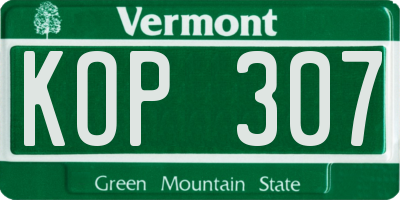 VT license plate KOP307