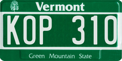 VT license plate KOP310