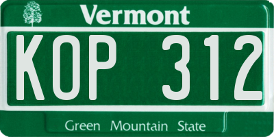 VT license plate KOP312