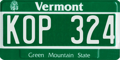 VT license plate KOP324
