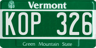 VT license plate KOP326