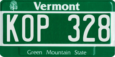 VT license plate KOP328