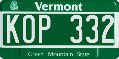 VT license plate KOP332
