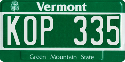 VT license plate KOP335