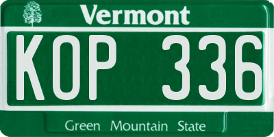 VT license plate KOP336