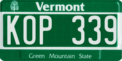 VT license plate KOP339