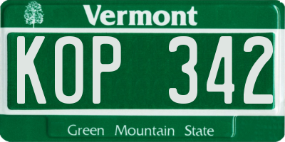 VT license plate KOP342