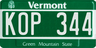 VT license plate KOP344