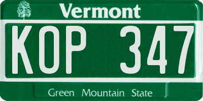 VT license plate KOP347