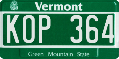 VT license plate KOP364