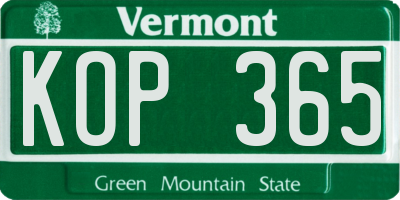 VT license plate KOP365