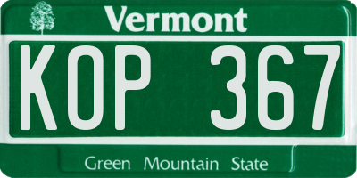 VT license plate KOP367
