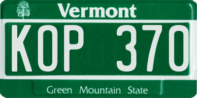 VT license plate KOP370