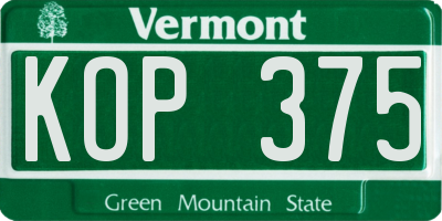VT license plate KOP375