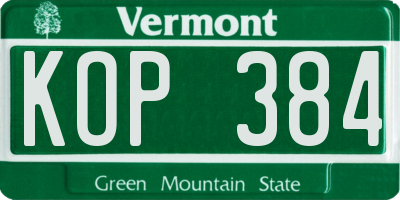 VT license plate KOP384