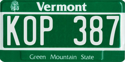 VT license plate KOP387