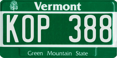 VT license plate KOP388