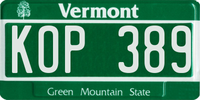 VT license plate KOP389