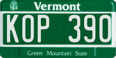 VT license plate KOP390