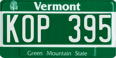VT license plate KOP395