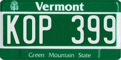 VT license plate KOP399