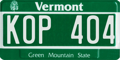 VT license plate KOP404