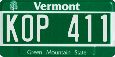 VT license plate KOP411