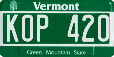 VT license plate KOP420