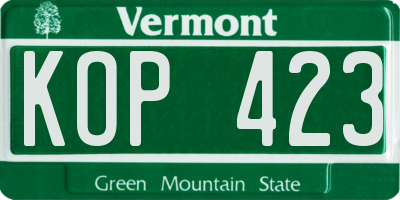 VT license plate KOP423