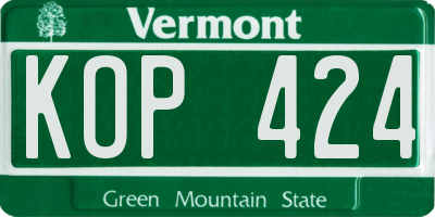 VT license plate KOP424