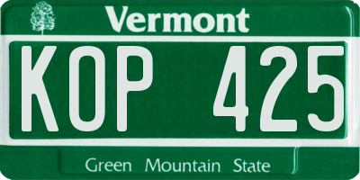 VT license plate KOP425