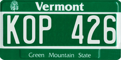 VT license plate KOP426