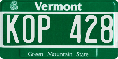 VT license plate KOP428