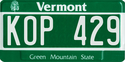 VT license plate KOP429