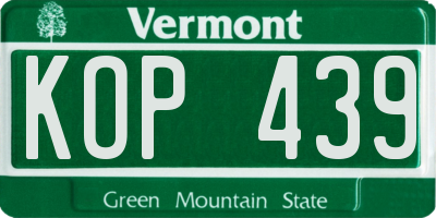 VT license plate KOP439