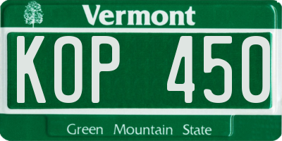 VT license plate KOP450