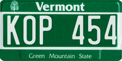 VT license plate KOP454