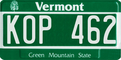 VT license plate KOP462