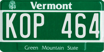 VT license plate KOP464