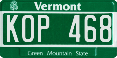 VT license plate KOP468