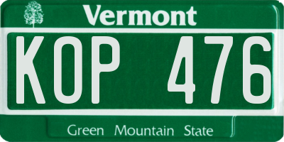 VT license plate KOP476