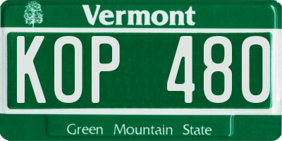 VT license plate KOP480