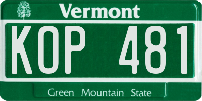 VT license plate KOP481