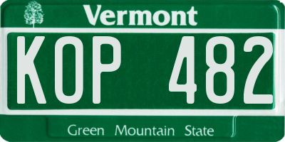 VT license plate KOP482